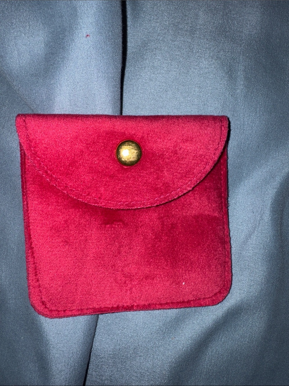 2x2 Red Suede Snap jewelry travel Pouch pocket - Picture 1 of 1